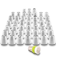 46Pcs Russian Cake Decorating Cupcakes Cookies Icing Tips Kit Set - 45 Stainless Steel Icing Piping Nozzles, 1 Reusable Tri Color Coupler - Frosting Tools Baking Supplies