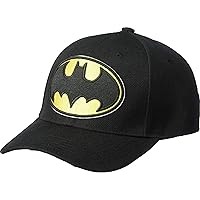 DC Comics Batman Baseball Hat, Embroidered Logo Adjustable Cap with Curved Brim, Black, One Size