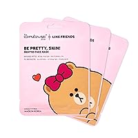 LINE FRIENDS Be Pretty, Skin! CHOCO Printed Essence Sheet Mask | Rose Water + Watermelon (3 Pack)
