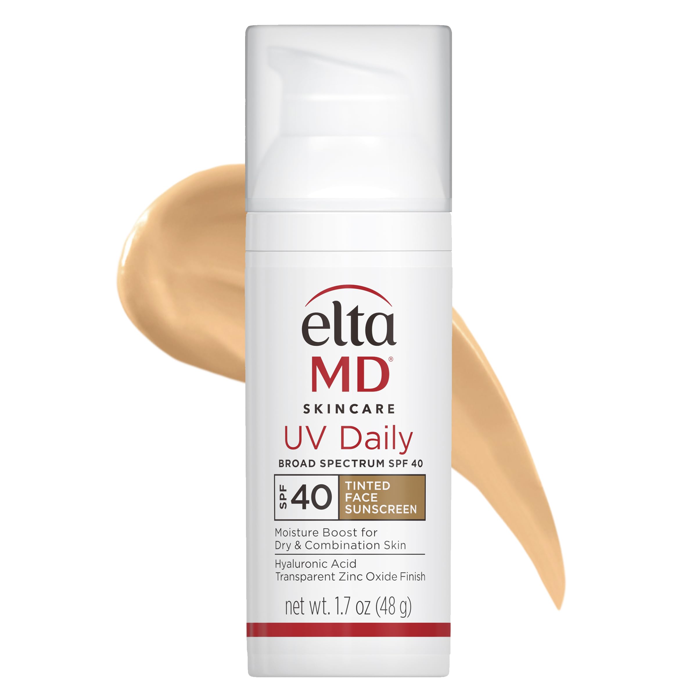 EltaMD UV Daily Tinted Sunscreen with Zinc Oxide, SPF 40 Face Sunscreen Moisturizer, Helps Hydrate Skin and Decrease Wrinkles, Lightweight Face Sunscreen, Absorbs Into Skin Quickly, 1.7 oz Pump