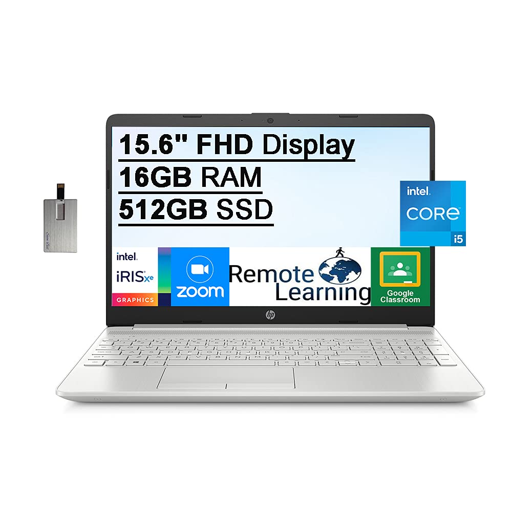 2021 HP 15.6" FHD Laptop Computer, 11th Gen Intel Core i5-1135G7(Beats i7-1065g7), 16GB DDR4 RAM, 512GB PCIe SSD, Intel Iris Xe Graphics, HD We...