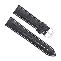 Ewatchparts 22MM LEATHER WATCH STRAP BAND COMPATIBLE WITH RONDE SOLO DE CARTIER XL AUTO WATCH BLACK WS