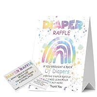 Colorful Rainbow Baby Shower Diaper Raffle Tickets Baby Shower Invitation Set, Diaper Rash Set, Baby Shower Game, Unisex Boy or Girl,Pack of 1 Logo and 50 Cards- JRM292