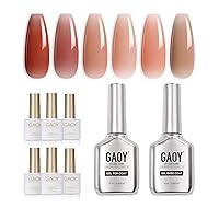 Icy Jelly Gel Nail Polish and Gel Base & Top Coat Set of 6 Transparent Red Pink Nude Gel Polish Kit
