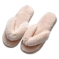 Ladies artificial rabbit fur fluffy plush flip-flops slippers slippers, soft and comfortable non-slip indoor and outdoor plush flat slippers