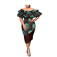 African Dresses for Women,Ankara Print Clothes,Double Ruffles Sleeve,Bazin Riche,Party Wear,Floral Wax Attire
