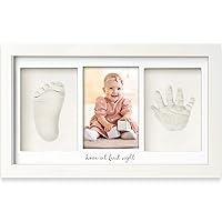 Baby Hand and Footprint Kit - Baby Footprint Kit, Newborn Keepsake Frame, Baby Handprint Kit, Personalized Baby Gifts, Nursery Decor, Baby Shower Gifts for Girls Boys(Alpine White)