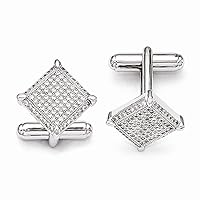 925 Sterling Silver and CZ Cubic Zirconia Simulated Diamond Brilliant Embers Cufflinks Measures 17x17mm Wide Jewelry for Men