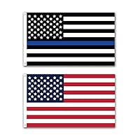 2 Pack -- Thin Blue Line and U.S. American Flag -- 3x5 Foot with Grommets -- Honoring Our Men and Women of Law Enforcement -- Show Pride for Your Local Police
