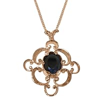 Solid 18k Rose Gold Natural Sapphire Womens Pendant & Chain - Choice of Chain lengths