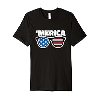 Merica 4th Of July Funny Stars And Stripe Patriotic Veteran Premium T-Shirt