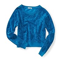 AEROPOSTALE Womens Floral Print Knit Sweater, Blue, X-Large