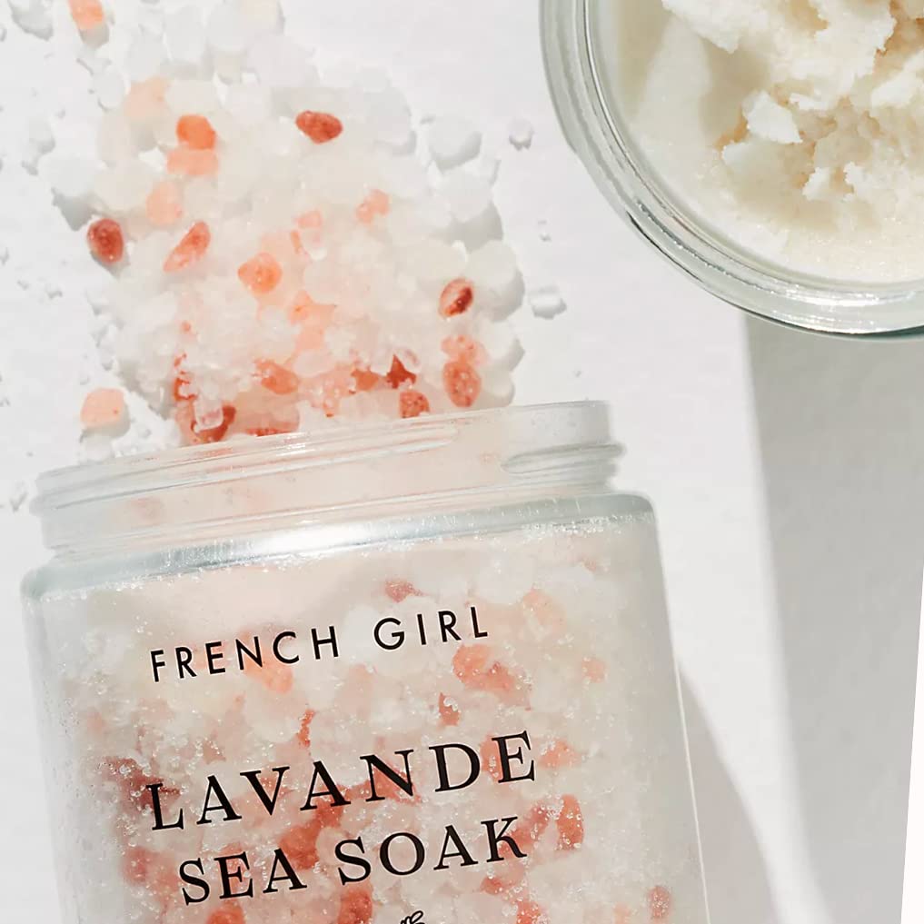 FRENCH GIRL Lavender Sea Soak - Calming Bath Salts - Mineral-Rich Blend of Bokek Dead Sea Salt & Epsom Salts for a Calming, Relaxing Bath (10 oz)