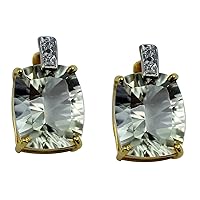 Scapolite Cushion Shape Gemstone Jewelry 925 Sterling Silver Stud Earrings For Women/Girls | Yellow Gold Plated