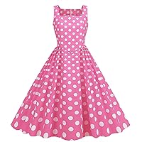 Women's Audrey Hepburn Vintage Style Rockabilly Swing Dress Polka Dot Square Neck Sleeveless Homecoming Dresses