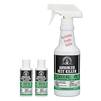Natural Advanced Pest Killer Concentrate, Bundled with a 32 oz Empty Spray Bottle, Plant-Based Actives Quick Kill 46 Insect Species, Indoor & Outdoor, Light Scent, 3.7 fl oz (Pack of 2)