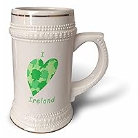 3dRose Heart of shamrock collage with I heart love Ireland in... - 22oz Stein Mug (stn_355354_1)