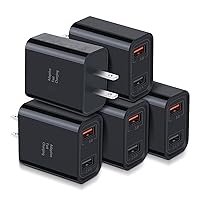 Quick Fast Charge 3.0 USB Wall Charger, Costyle 5 Pack 30W Dual USB Power Adapter (Fast Charge 3.0&5V 2.4A) Adaptive Fast Charging Block Compatible iPhone 11 XS XR, Galaxy S10 S9,Note 10-Black