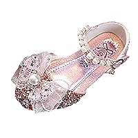 Bow Plastics Metal Pearl Rhinestone Color Matching Gradient Spring Shoes for Girls Slip on Shoes for Kids