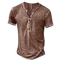 Mens Casual Slim Fit Henley T-Shirts Short Sleeve Lightweight Basic Tee Shirts Summer Casual Button Down Solid Tshirt