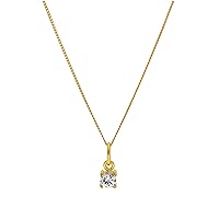 Gold Plated Sterling Silver 4mm Clear CZ Birthstone Claw Necklace 14-32 Inches