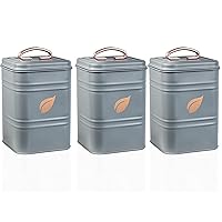 Saf-Care Kitchen Canisters - Farmhouse Grey Kitchen Decoration of Canister Set with Multiple Preservation Purposes by Tight Sealed Lids, Good for Wedding Gifts Kitchen Canisters Set of 3