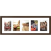 Americanflat 8x24 Collage Picture Frame in Walnut - Displays Five 4x6 Frame Openings - Engineered Wood Panoramic Picture Frame with Shatter Resistant Glass and Hanging Hardware Included