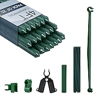 4 FT Garden Stakes for Outdoor Plant Support 20 Pack, Adjustable Stakes Connector Kits Plastic Plant Trellis Clips, 0.43 inch Diameter