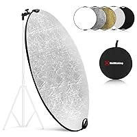 WELLMAKING 32 Inch (80cm) Reflector Photography, Collapsible Light Reflector with Bag & tilt Adapter, 5 in 1 Handle Reflector for Studio & Outdoor Lighting -Translucent, Silver, Gold, White and Black