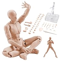 1PC Action Figure with Arms PVC Blank Action Figure Drawing Figure Model DIY Skin Color Poseable Figure Collectible Painting Sketching Drawing Figure Model for Artist, Male 5.9in