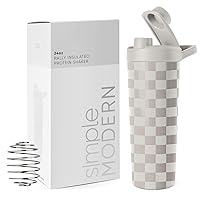 Simple Modern Stainless Steel Shaker Bottle with Ball 24oz | Metal Insulated Cup for Protein Mixes, Shakes and Pre Workout | Rally Collection | Checkmate