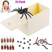 Prank Props for Kids and Adults,Funny Prank Toys Lifelike Fake Cockroach/Simulation Fly/Rubber Millipedes/Spider Box Toy,Joke Prank Maker Fun Novelty Simulation Toys Gifts -31 Pack