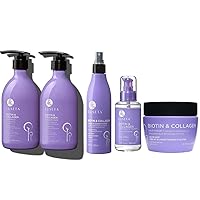 Luseta Biotin Shampoo & Conditioner Set (16.9 oz each), Biotin Leave in Conditioner (8.5 oz), Biotin Hair Oil (3.38 oz) and Biotin Hair Mask(16.9 oz) Bundle