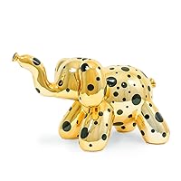 Balloon Elephant Money Bank, Cool and Unique Ceramic Piggy Bank with High-Gloss Finish - Gold w/Polka Dots
