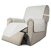 Easy-Going Recliner Chair Slipcover Reversible Sofa Cover Water Resistant Couch Cover Furniture Protector with Elastic Straps for Pets Kids Children Dog Cat (Recliner 21-23 inch, Ivory/Ivory)