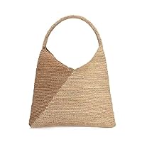 n/a カジュアル大容量トート手織りバッグパッチワーク女性ショルダーバッグ夏のビーチハンドバッグビッグ財布 (Color : A, Size : One size)