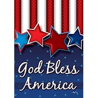 Toland Home Garden 1112384 God Bless America Stars Patriotic Flag 12x18 Inch Double Sided Patriotic Garden Flag for Outdoor House 4th of July Flag Yard Decoration