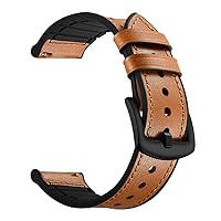22mm Rubber - Leather Comfortable, Flexible Watch Band Straps (Brown)