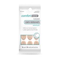 Comfort Zone Corn Removers Medicated Patches, Effective Corn Removal Pads with Salicylic Acid, 18 Medicated Patches and 18 Protective Pads