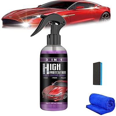 3 in 1 High Protection Quick Car Coating Spray,Car Paint Restorer Wax  Polishing Agent with Sponge -30ml