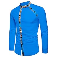 African Shirts for Men Blouse Crop Top Casual Wear Ankara Clothes Plus Size Long Sleeve Print Shirt with Pockets