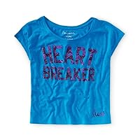AEROPOSTALE Womens Foil Hearbreaker Graphic T-Shirt, Blue, X-Large