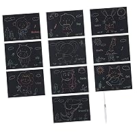 ERINGOGO 11pcs Childrens Toys Kidcraft Playset Kids Toys Scratching Drawing Rainbow Paper Kids Crafts Black Drawing Paper Scratching Drawing Paper Toys for Kids Black Decor Puzzle