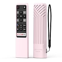 Silicone TCL Remote Cover Compatible with TCL Smart TV RC802V FNR1 S330,S434,43P30FS Remote Shockproof Protective Skin for TCL TV Remote Cover Anti-Lost with Lanyard(Pink)