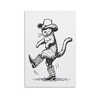 Minimalist Poster Funny Cowboy Cat Art Poster Cute Posters Poster Decorative Painting Canvas Wall Art Living Room Posters Bedroom Painting 12x18inch(30x45cm)