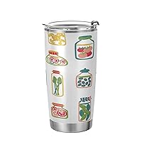 Pickle Jars Cucumber Tomato Chili Tumbler Stainless Steel Insulated Cup Travel Mug for Coffee Double Wall Vacuum Thermos with Straw and Lid 20oz