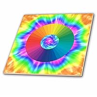 3dRose Color Wheel on tie dye to Show Full Spectrum of Colors by Artists. - Tiles (ct_352660_6)