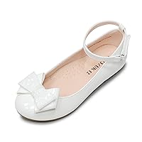 FLYFUPPY Girls Dress Shoes Mary Jane Shoes for Girls Flats Glittering Bow Ankle Strap Wedding Party Princess Flower Girl Shoes