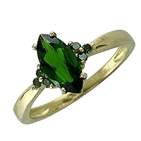 Carillon Chrome Diopside Marquise Shape 10X5MM Natural Non-Treated Gemstone 14K Yellow Gold Ring Gift Jewelry for Women & Men