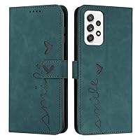 IVY A73 Case Wallet, [Smile Love][Kickstand Flip][Lanyard Shoulder Strap][PU Leather] - Wallet Case for Samsung Galaxy A73 Devices - Green